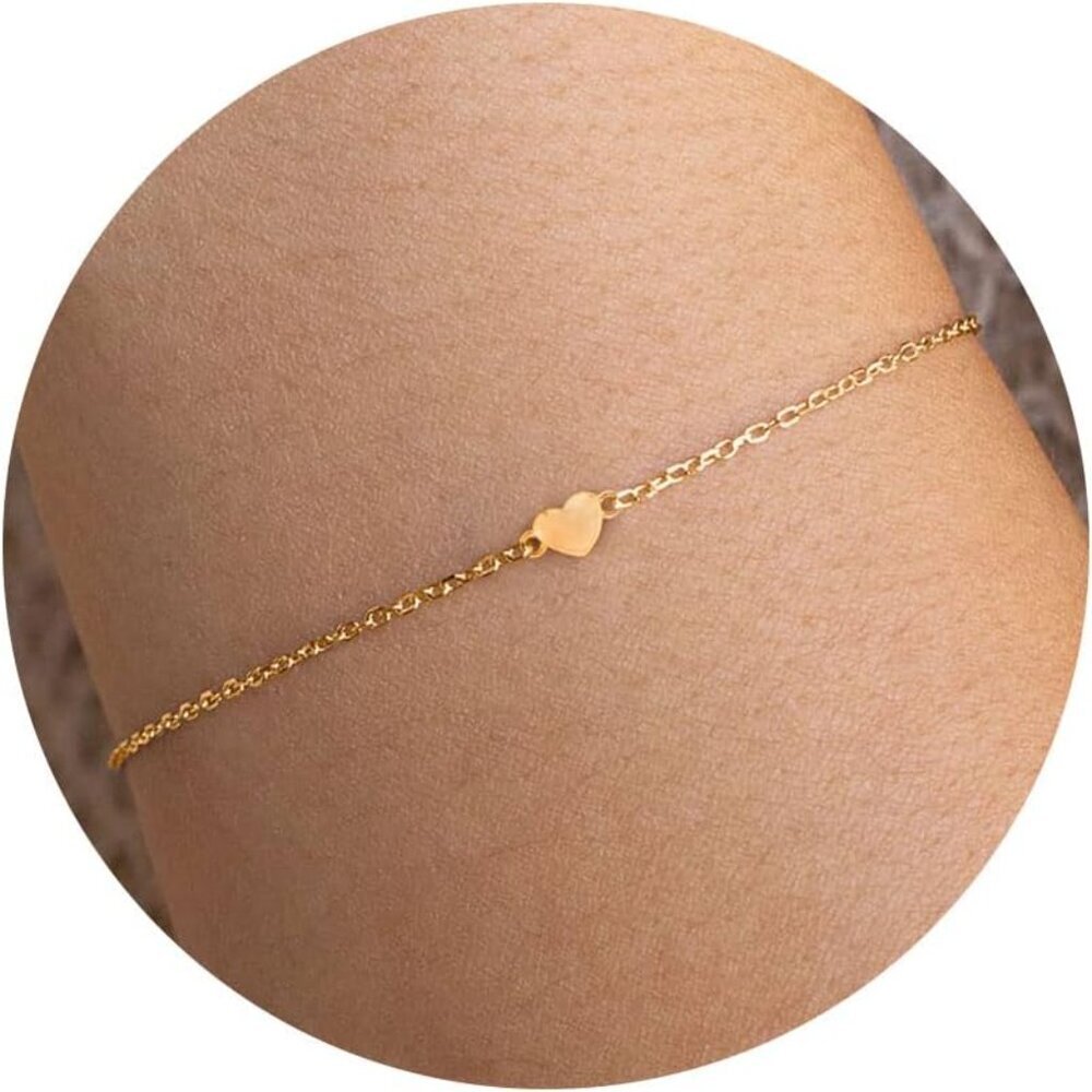 Dainty Gold Bracelets for Women, 14K Gold Plated Layered Bracelet Simple Sparkle